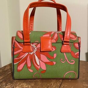 Ferran/NEW YORK Floral Green and Orange Handbag